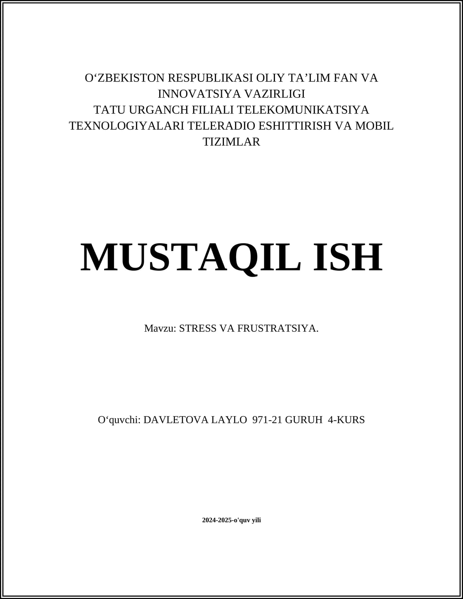 STRESS VA FRUSTRATSIYA 1