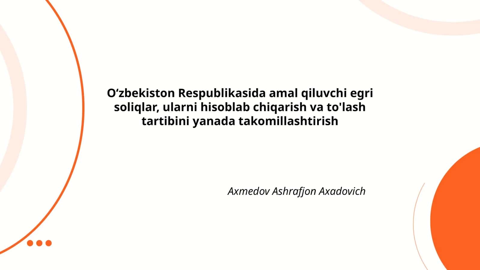 Egri soliqlar turlari O‘zbekiston Respublikasida 1