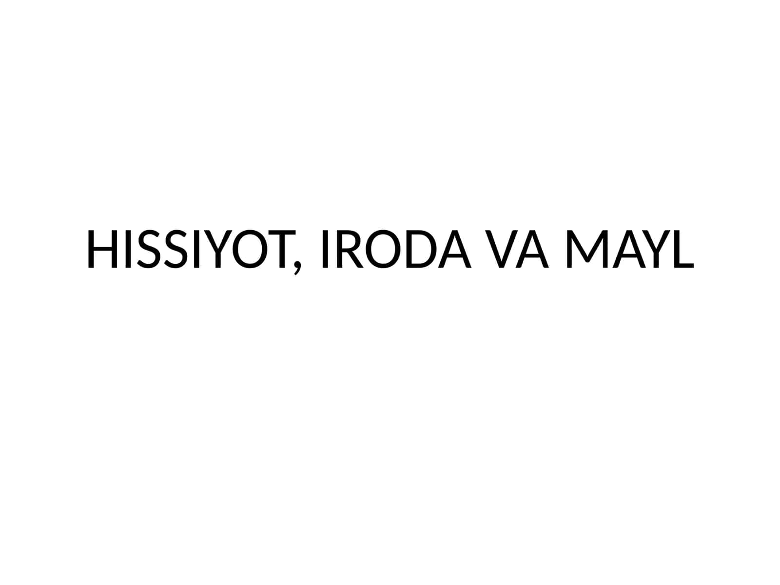 HISSIYOT, IRODA VA MAYL 1