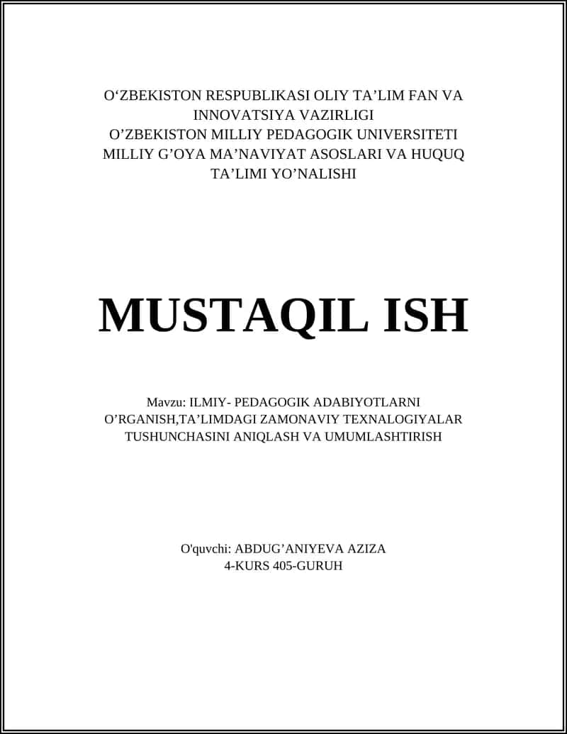 ILMIY- PEDAGOGIK ADABIYOTLARNI O’RGANISH 1