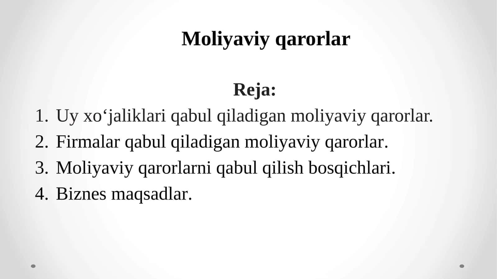 Moliyaviy qarorlar 1