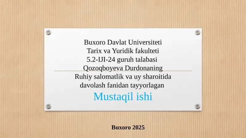 OIV va OITS bilan kasallangan bemorlar bilan ijtimoiy ish 1