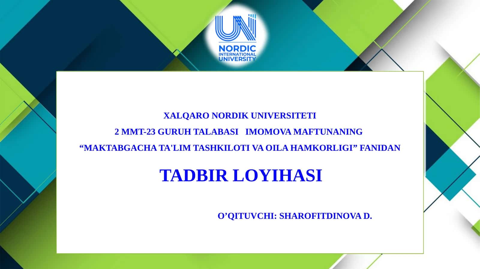 MAKTABGACHA TA'LIM TASHKILOTI VA OILA HAMKORLIGI 1