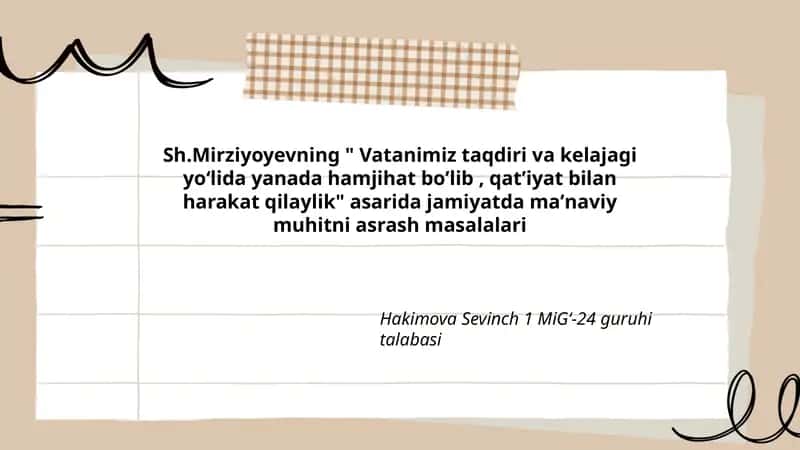 Vatanimiz taqdiri va kelajagi yoʻlida yanada hamjihat boʼlib, qatʼiyat bilan harakat qilaylik 1