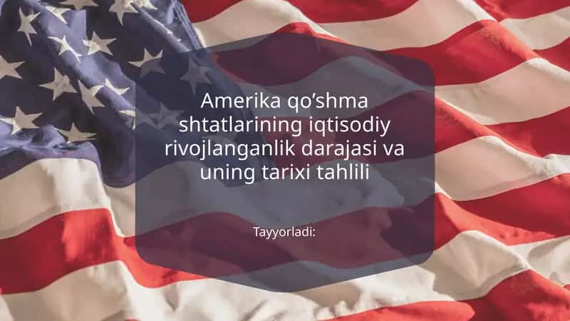 Amerika qo’shma shtatlarining iqtisodiy rivojlanganlik darajasi va uning tarixi tahlili 1