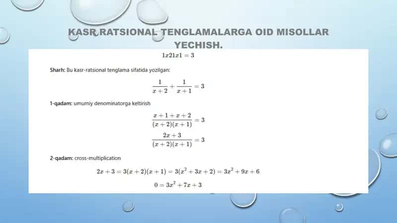 KASR RATSIONAL TENGLAMALARGA OID MISOLLAR YECHISH. 1