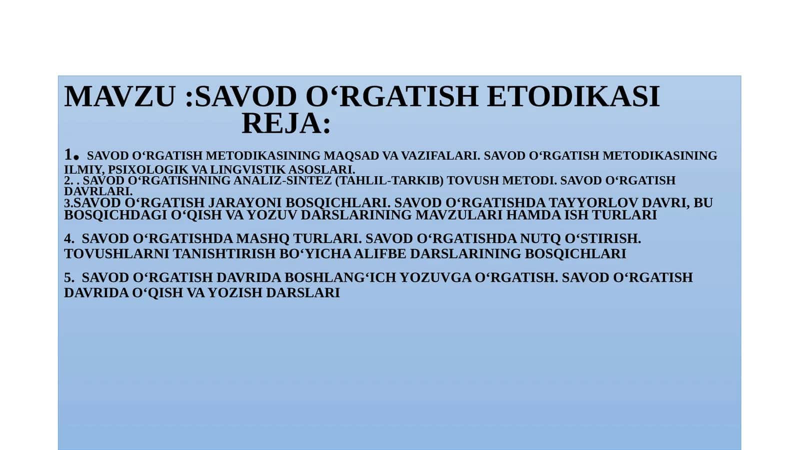 SAVOD O‘RGATISH METODIKASI 1