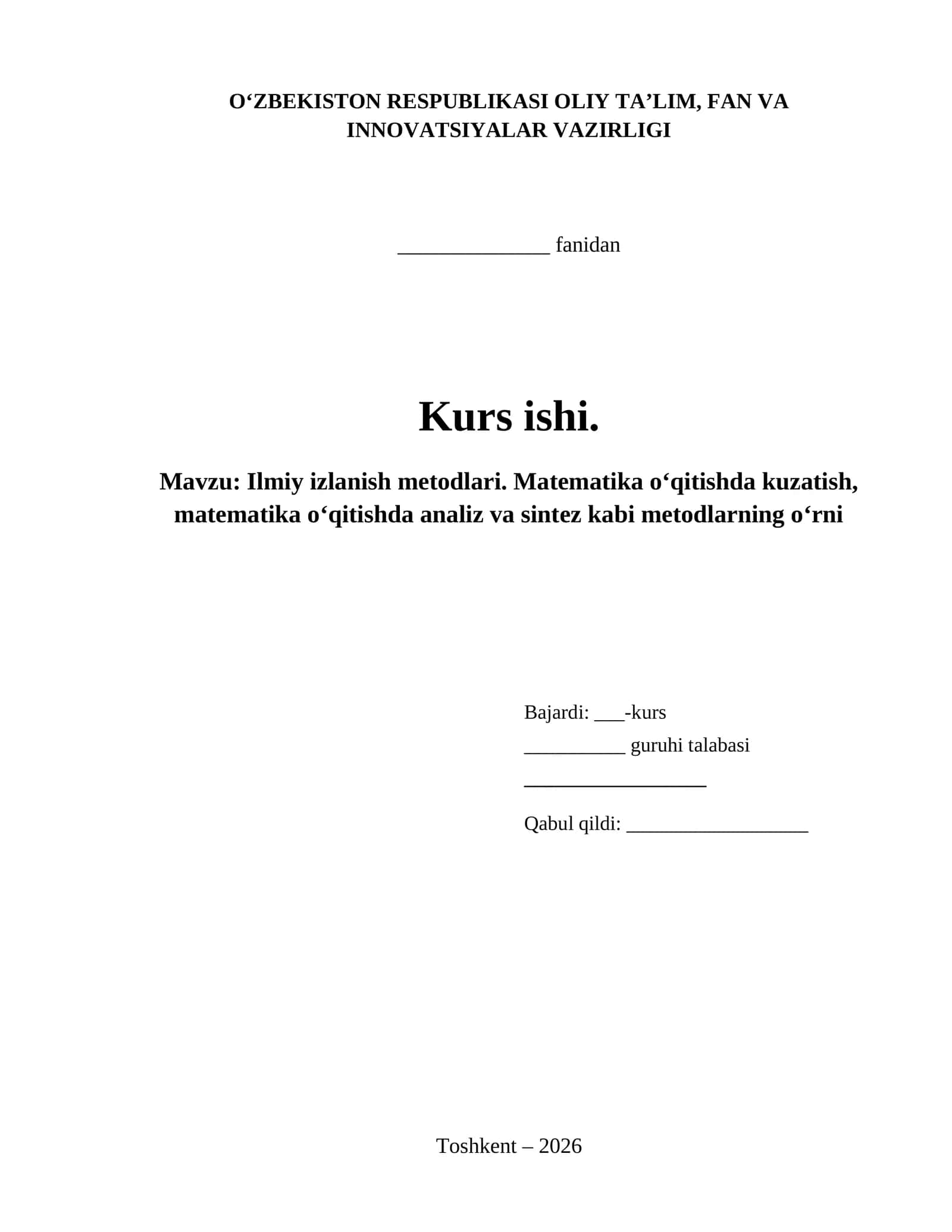 Ilmiy izlanish metodlari. Matematika o‘qitishda kuzatish, matematika o‘qitishda analiz va sintez kabi metodlarning o‘rni 1