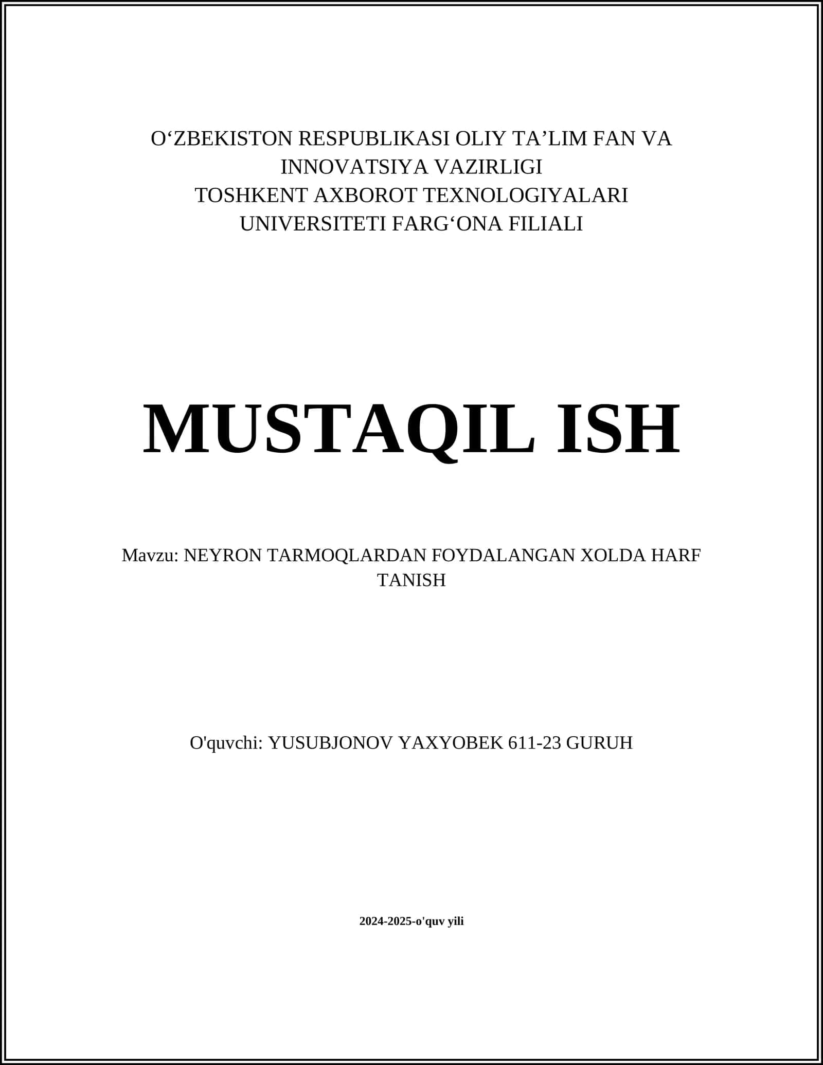 NEYRON TARMOQLARDAN FOYDALANGAN XOLDA HARF TANISH 1