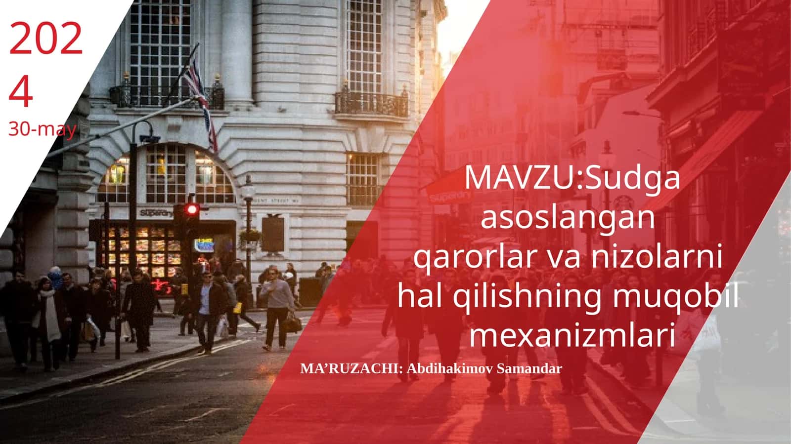 Sud asosida hal qilish, xalqaro sudlarning roli, nizolarni muqobil halqilish bo'yicha asosiy masal 1