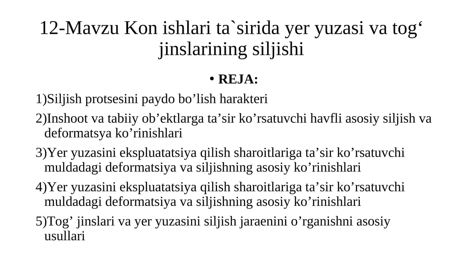 12-Mavzu Kon ishlari ta`sirida yer yuzasi va tog‘ jinslarining siljishi 1