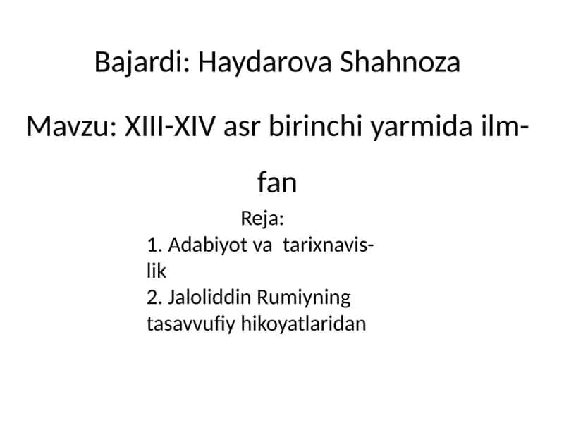 Adabiyot va tarixnavislik 1