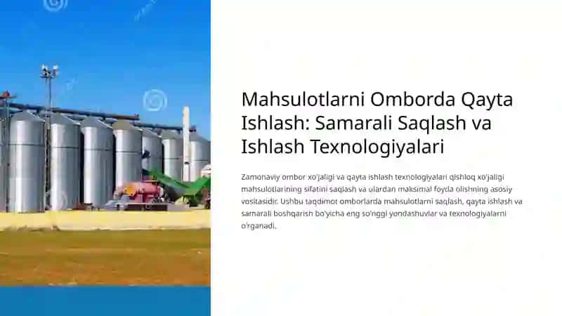 Mahsulotlarni Omborda Qayta Ishlash