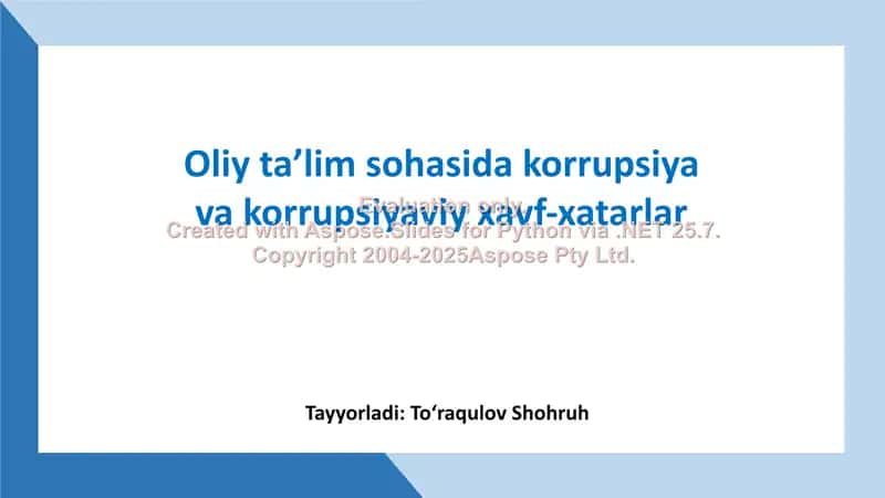 Oliy ta'lim sohasida korrupsiya va korrupsiyaviy xavf-xatarlar 1