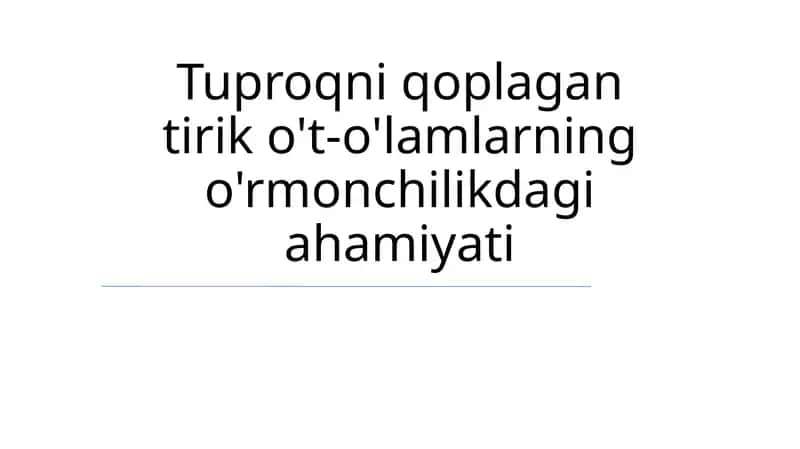 Yer yuzini qoplovchi o'simliklar (YYO) 1