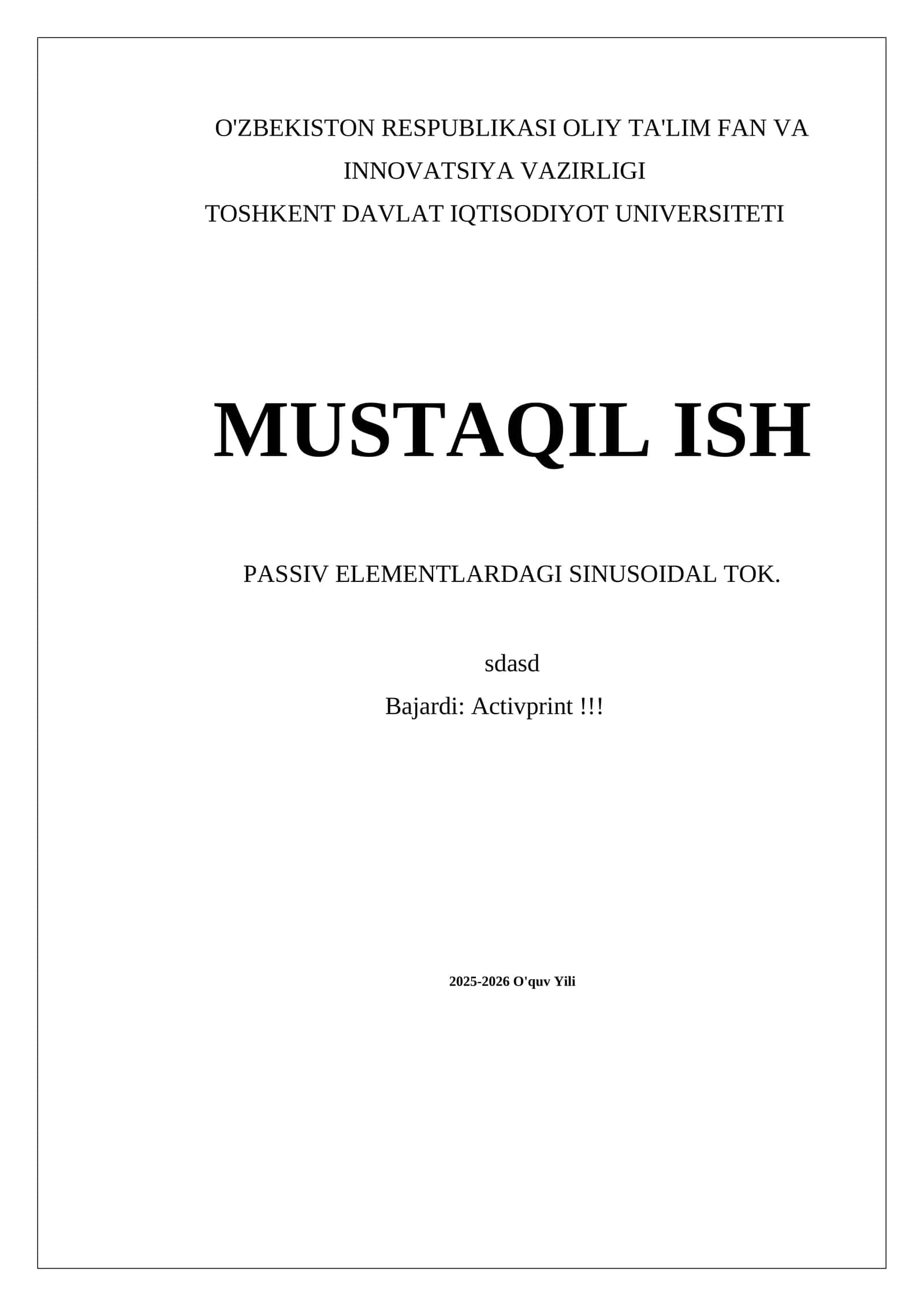 PASSIV ELEMENTLARDAGI SINUSOIDAL TOK 1