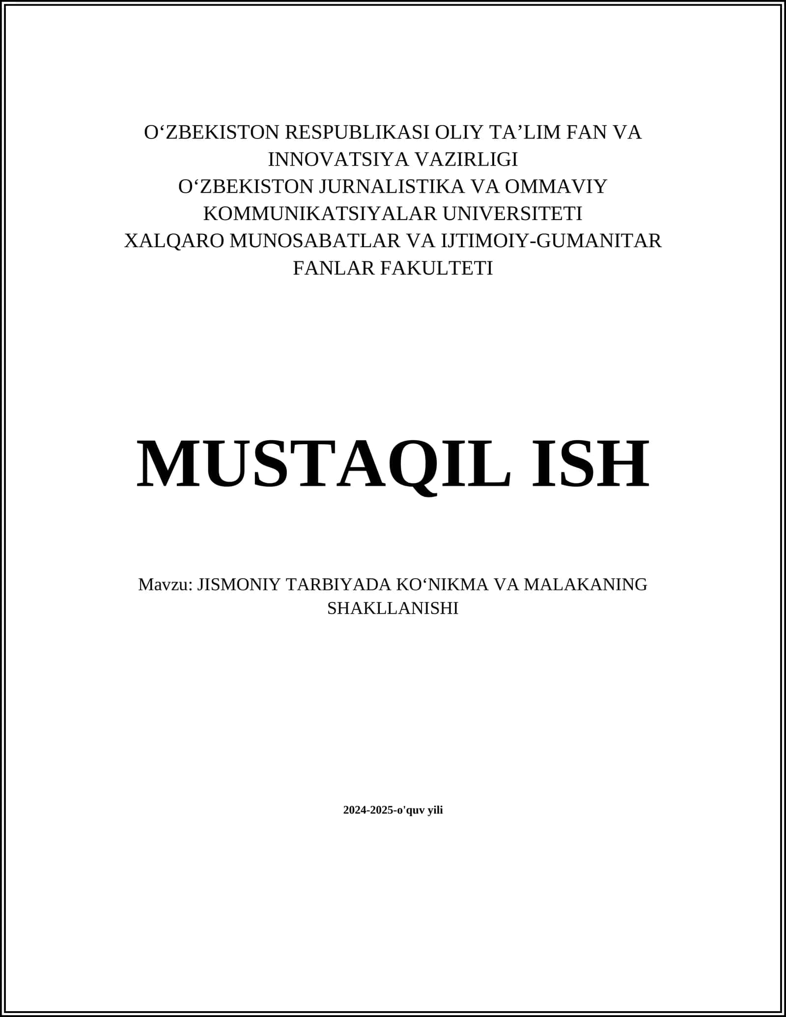 Jismoniy Tarbiya va Sog‘lom Turmush Tarzi 1