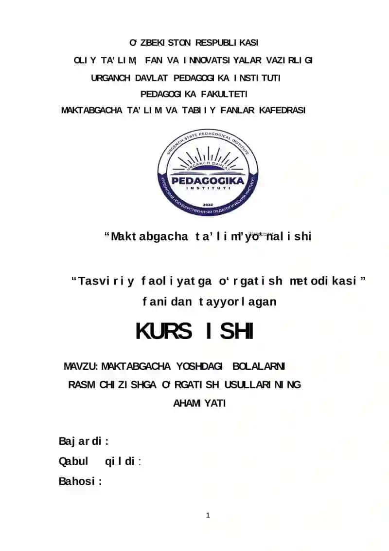 Tasviriy faoliyatga o‘rgatish metodikasi