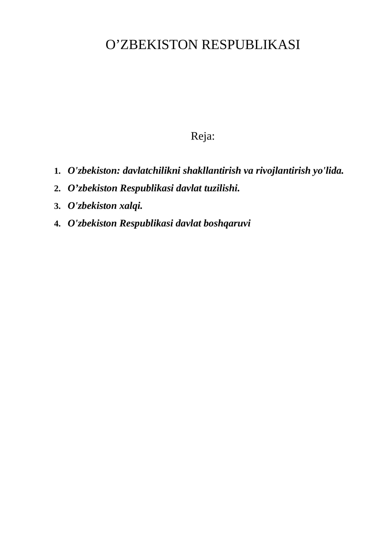 O'zbekiston Respublikasi davlat tuzilishi 1