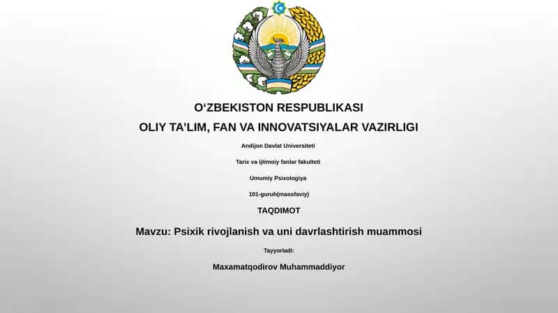 Psixik rivojlanish va uni davrlashtirish muammosi 1