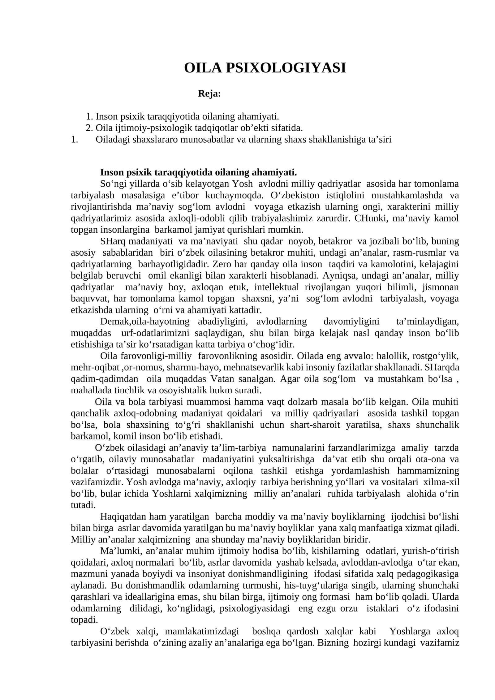 OILA PSIXOLOGIYASI 1