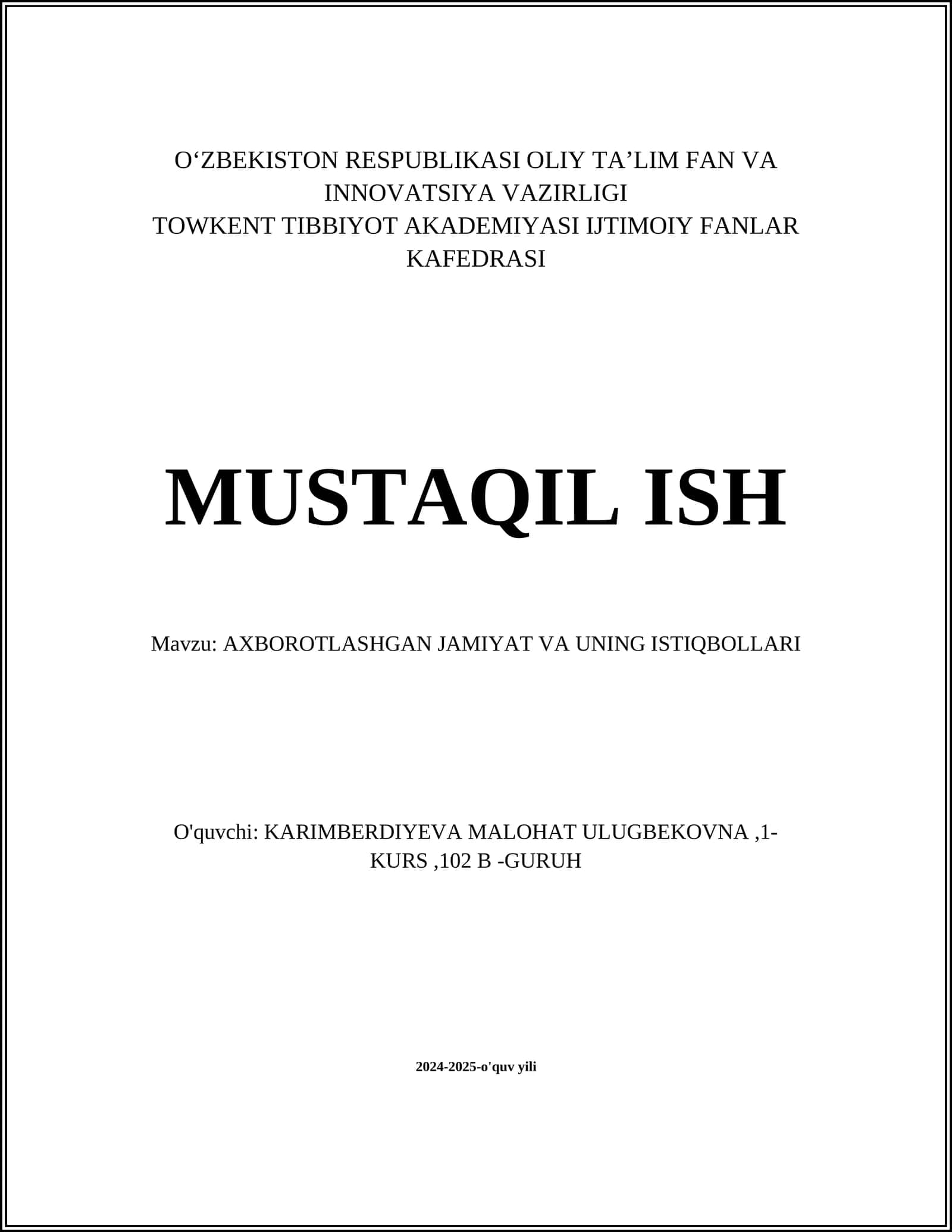 AXBOROTLASHGAN JAMIYAT VA UNING ISTIQBOLLARI 1