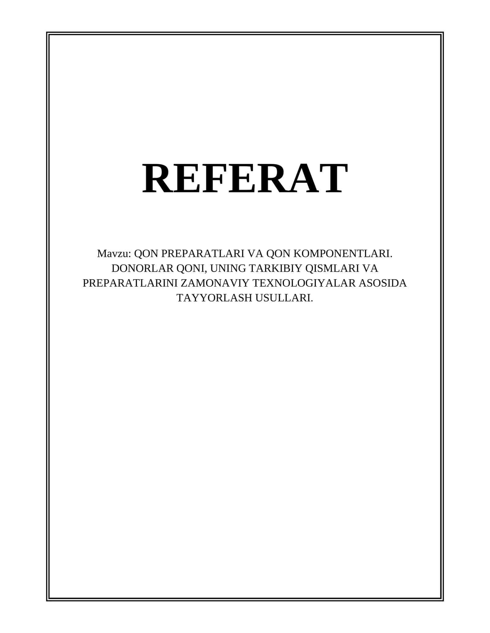 QON PREPARATLARI VA QON KOMPONENTLARI 1