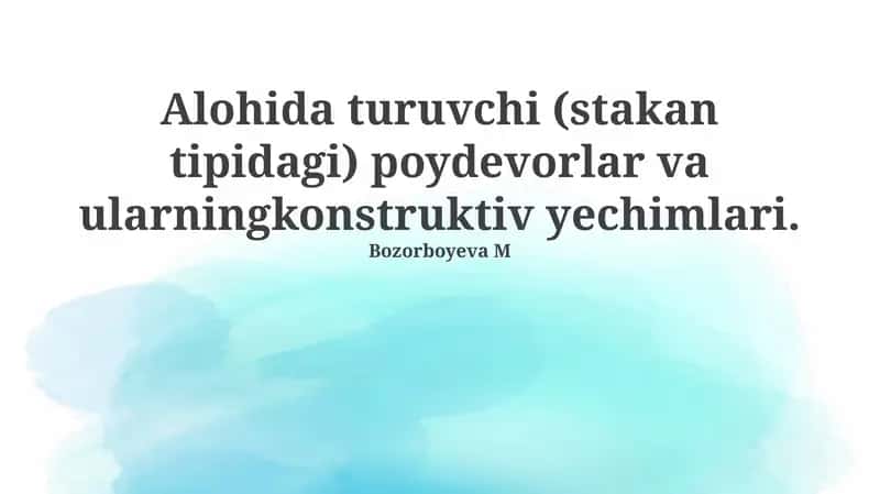 Izolyatsiyalangan (stakan tipidagi) poydevorlar 1