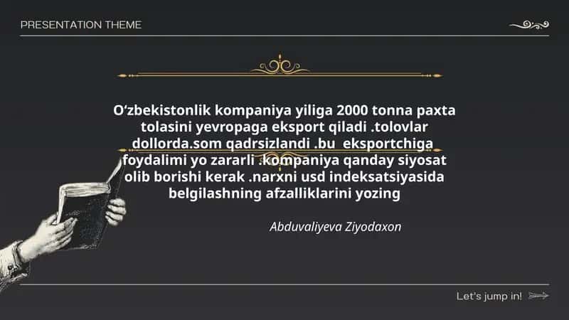 Paxta to'lasi eksporti 1