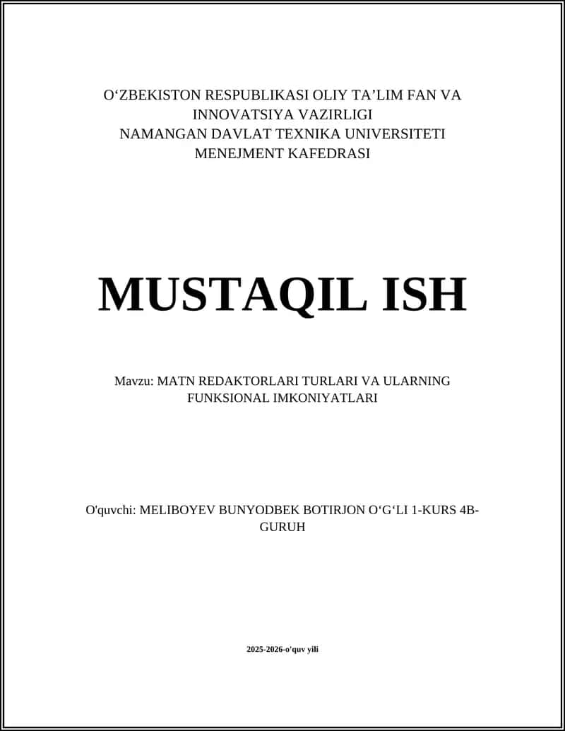 MATN REDAKTORLARI TURLARI VA ULARNING FUNKSIONAL IMKONIYATLARI 1