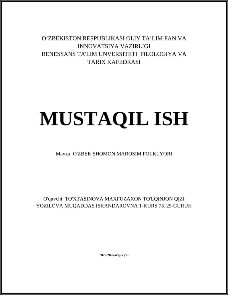 O'zbek shomon marosim folklori 1