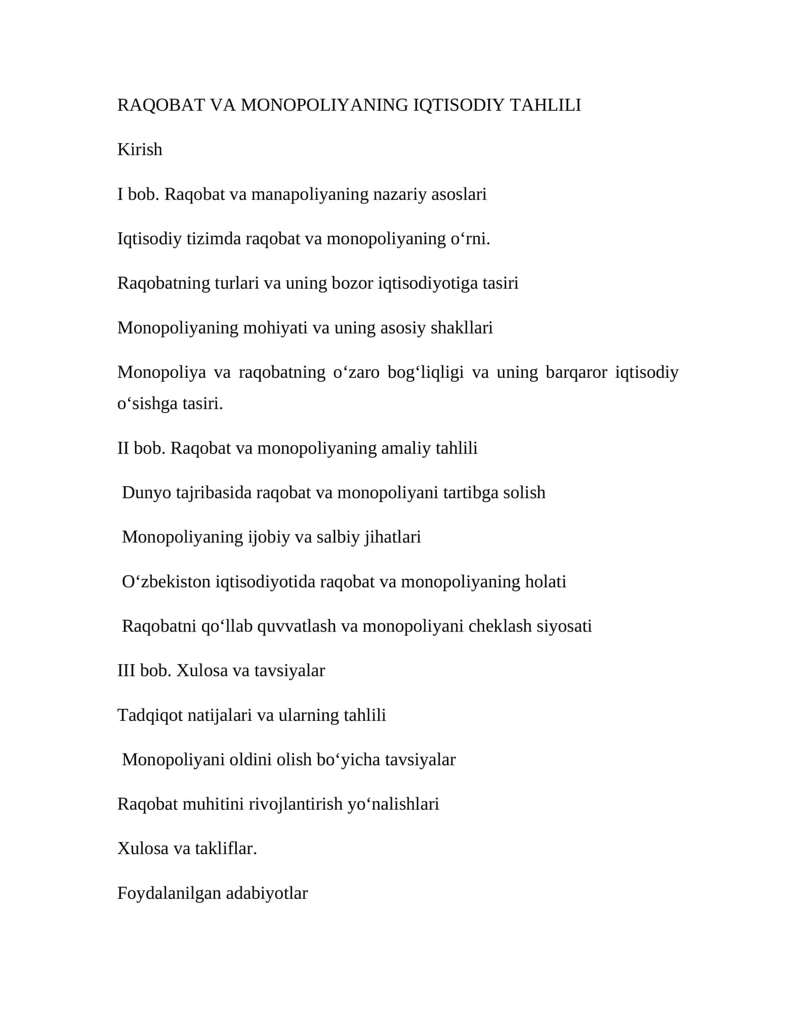 RAQOBAT VA MONOPOLIYANING IQTISODIY TAHLILI 1