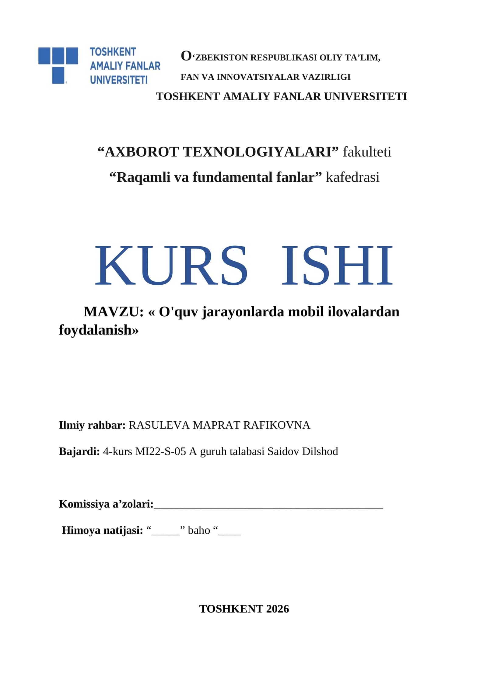 O'quv jarayonlarda mobil ilovalardan foydalanish 1