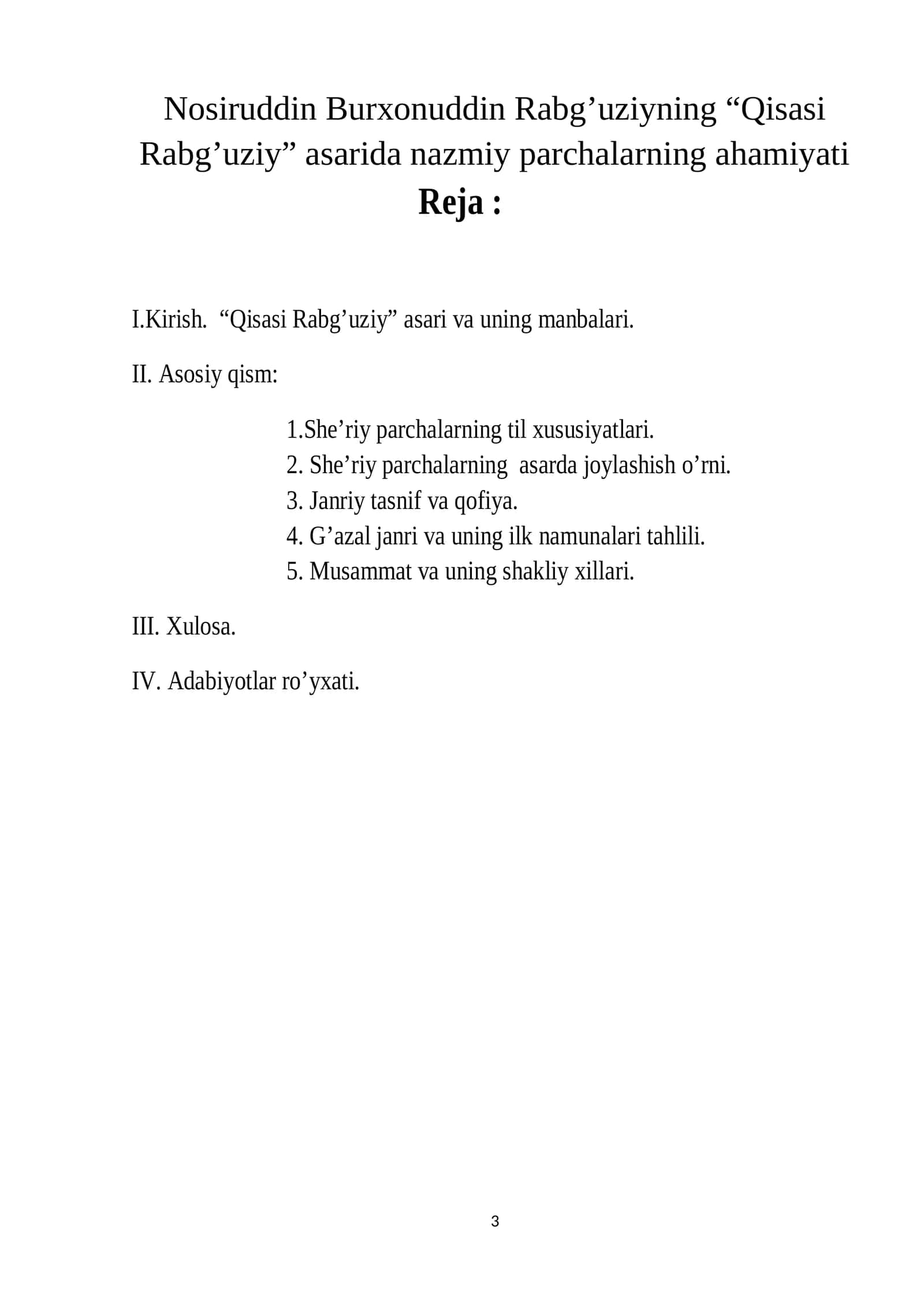 Nosiruddin Burxonuddin Rabg’uziyning “Qisasi Rabg’uziy” asarida nazmiy parchalarning ahamiyati 1