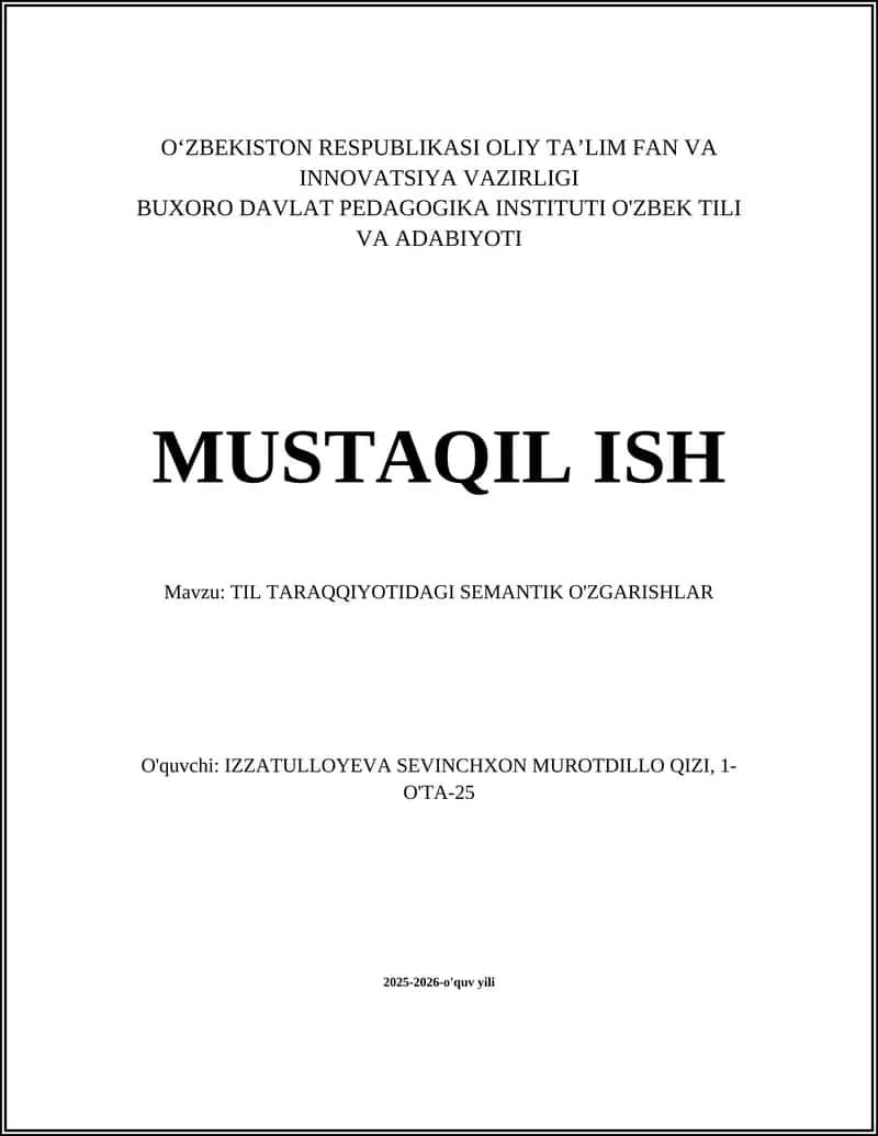 TIL TARAQQIYOTIDAGI SEMANTIK O'ZGARISHLAR 1