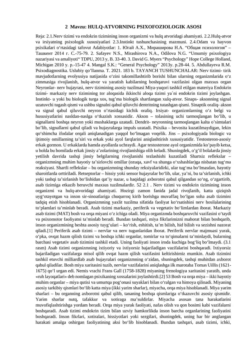 HULQ-ATVORNING PSIXOFOZIOLOGIK ASOSI 1