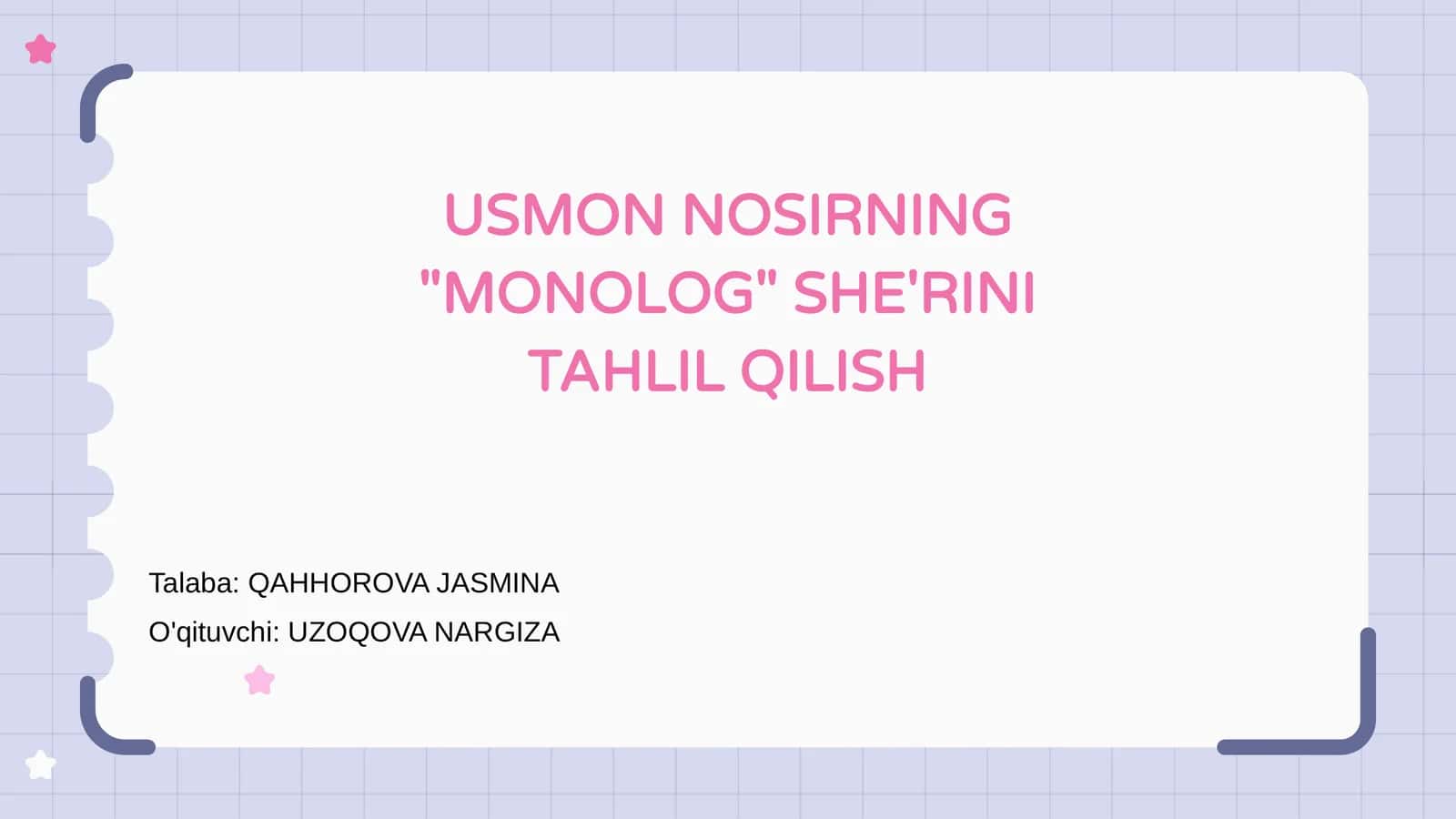 USMON NOSIRNING "MONOLOG" SHE'RINI TAHLIL QILISH 1
