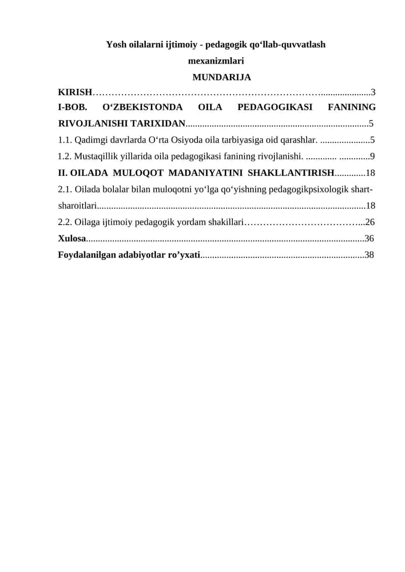 Yosh oilalarni ijtimoiy - pedagogik qoʻllab-quvvatlash mexanizmlari 1