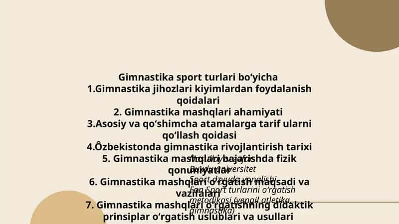 Gimnastika sport turlari boʻyicha 1