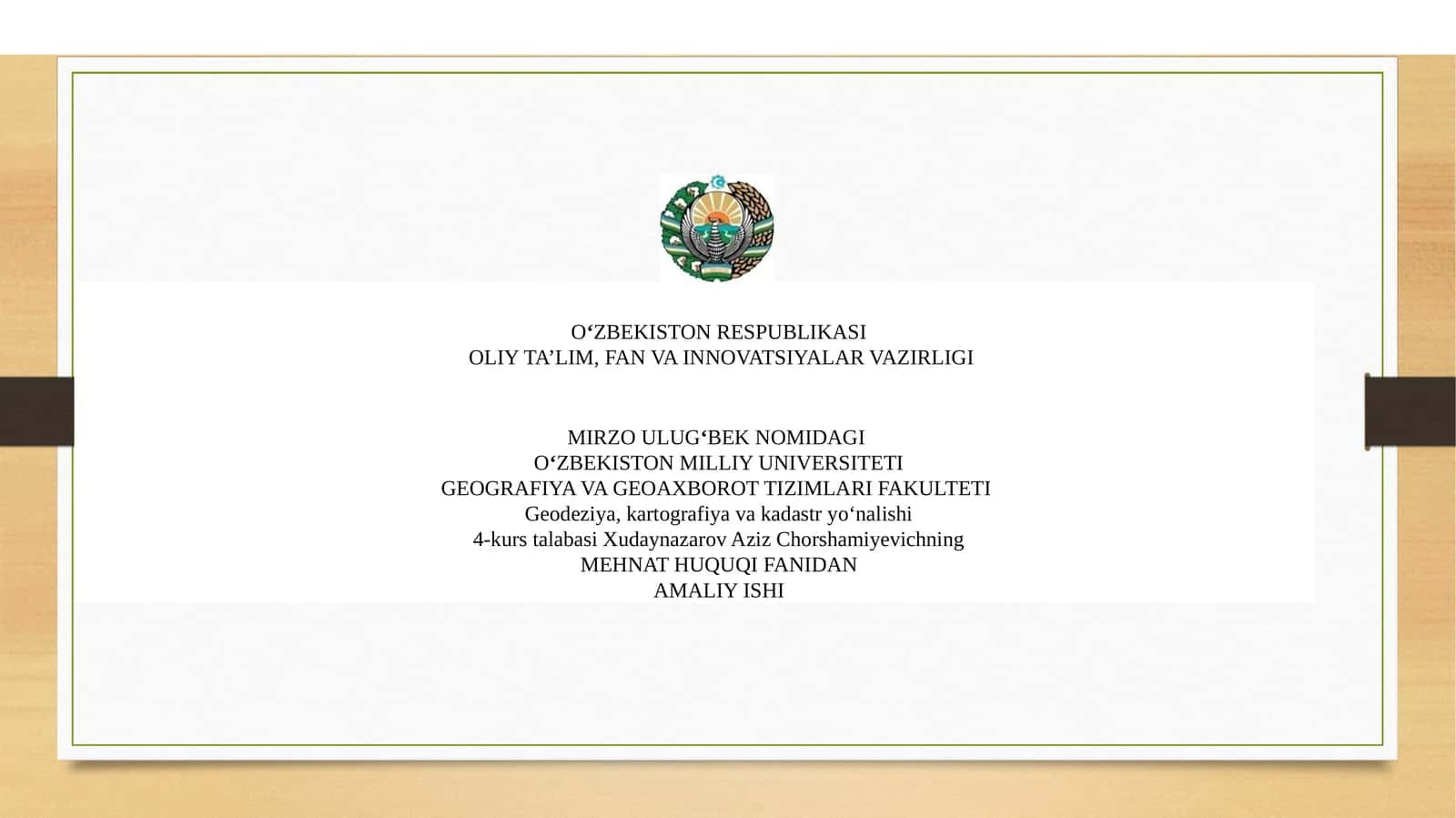 Mehmat huzuklarida mehnat huquqi fanidan amaliy ish 1