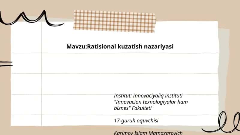 Ratisional kuzatish nazariyasi 1