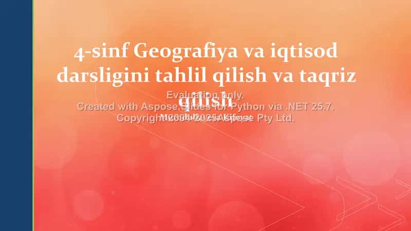 4-sinf Geografiya va Iqtisodiyot darsligini tahlil qilish va taqriz qilish 1