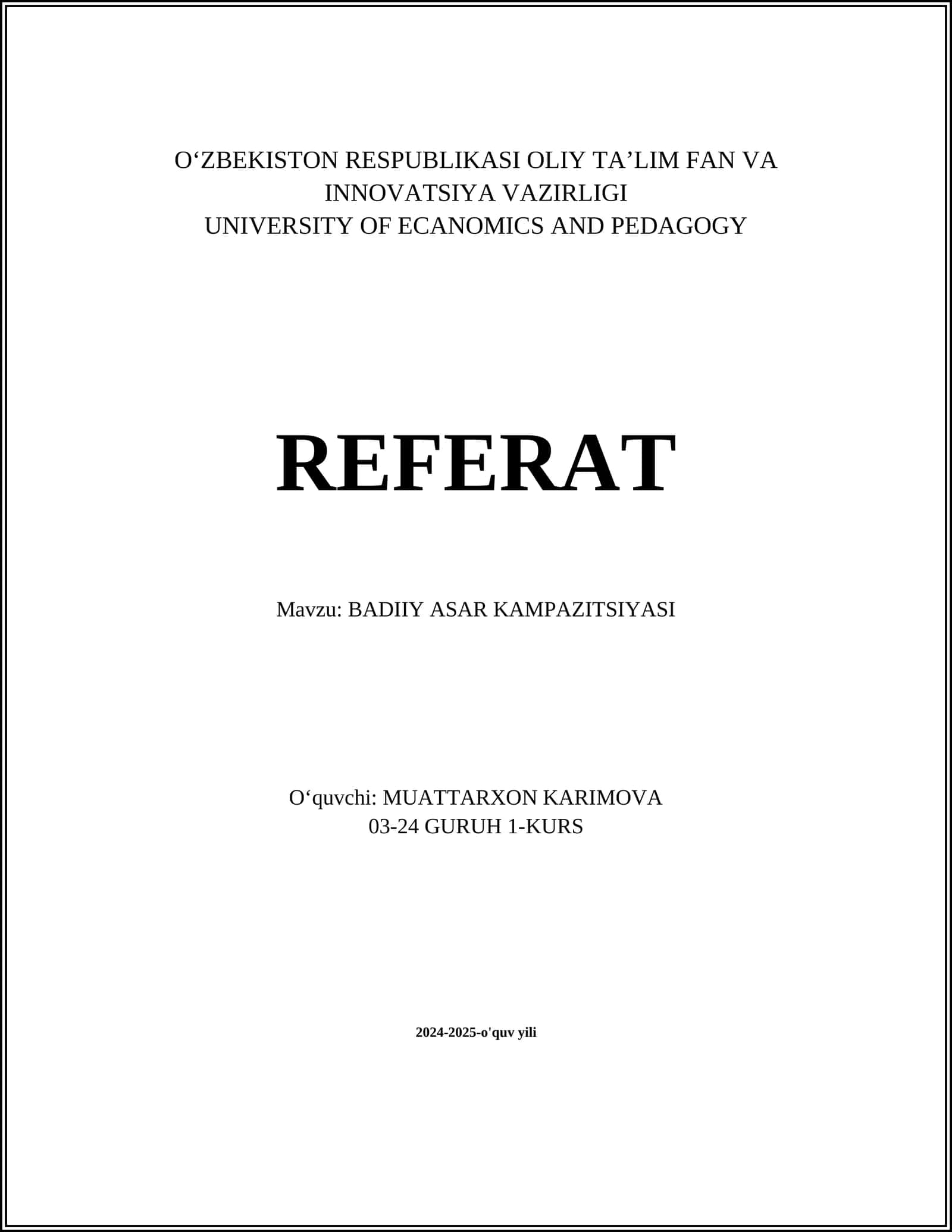 BADIIY ASAR KAMPAZITSIYASI 1