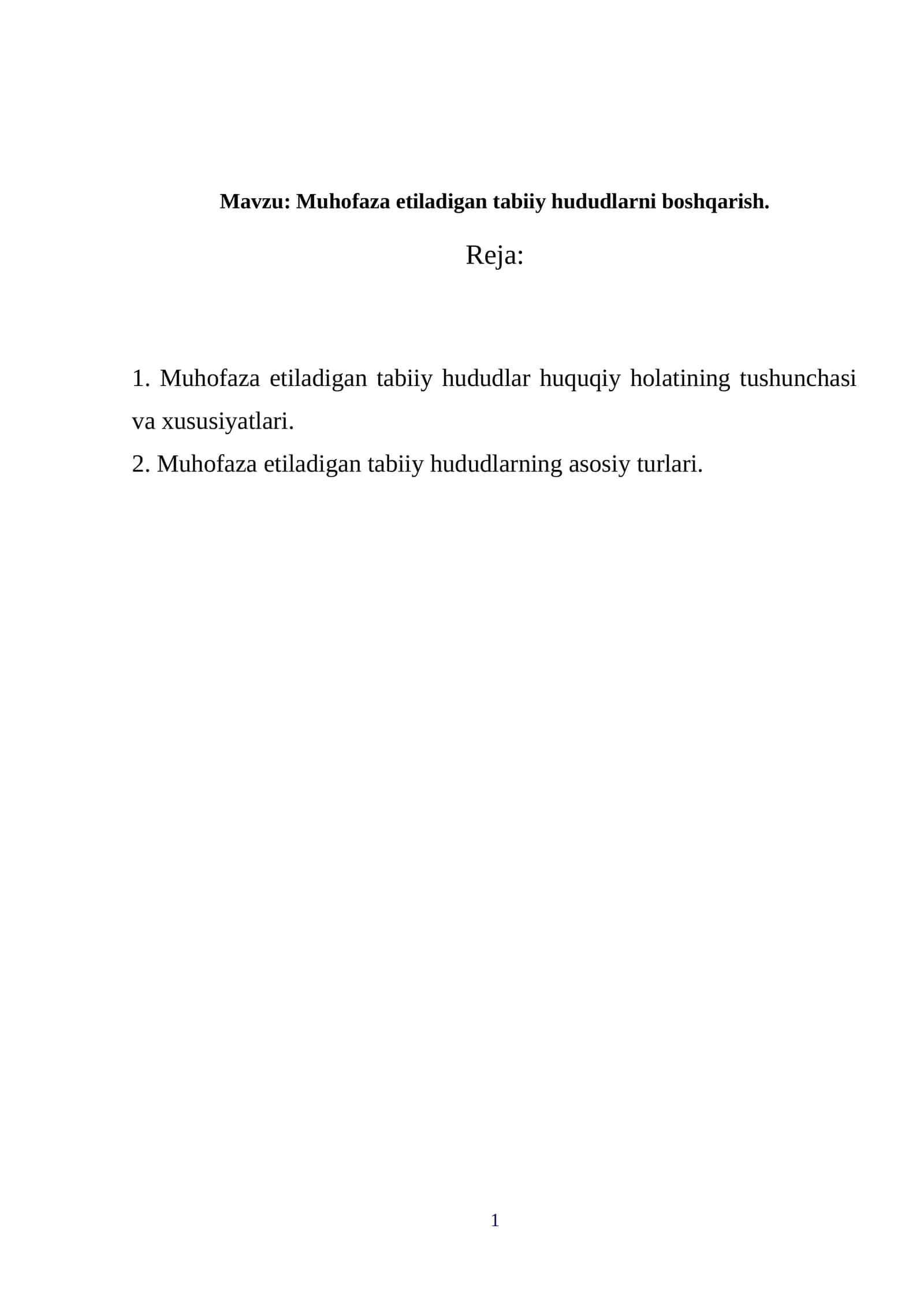 Muhofaza etiladigan tabiiy hududlarni boshqarish 1