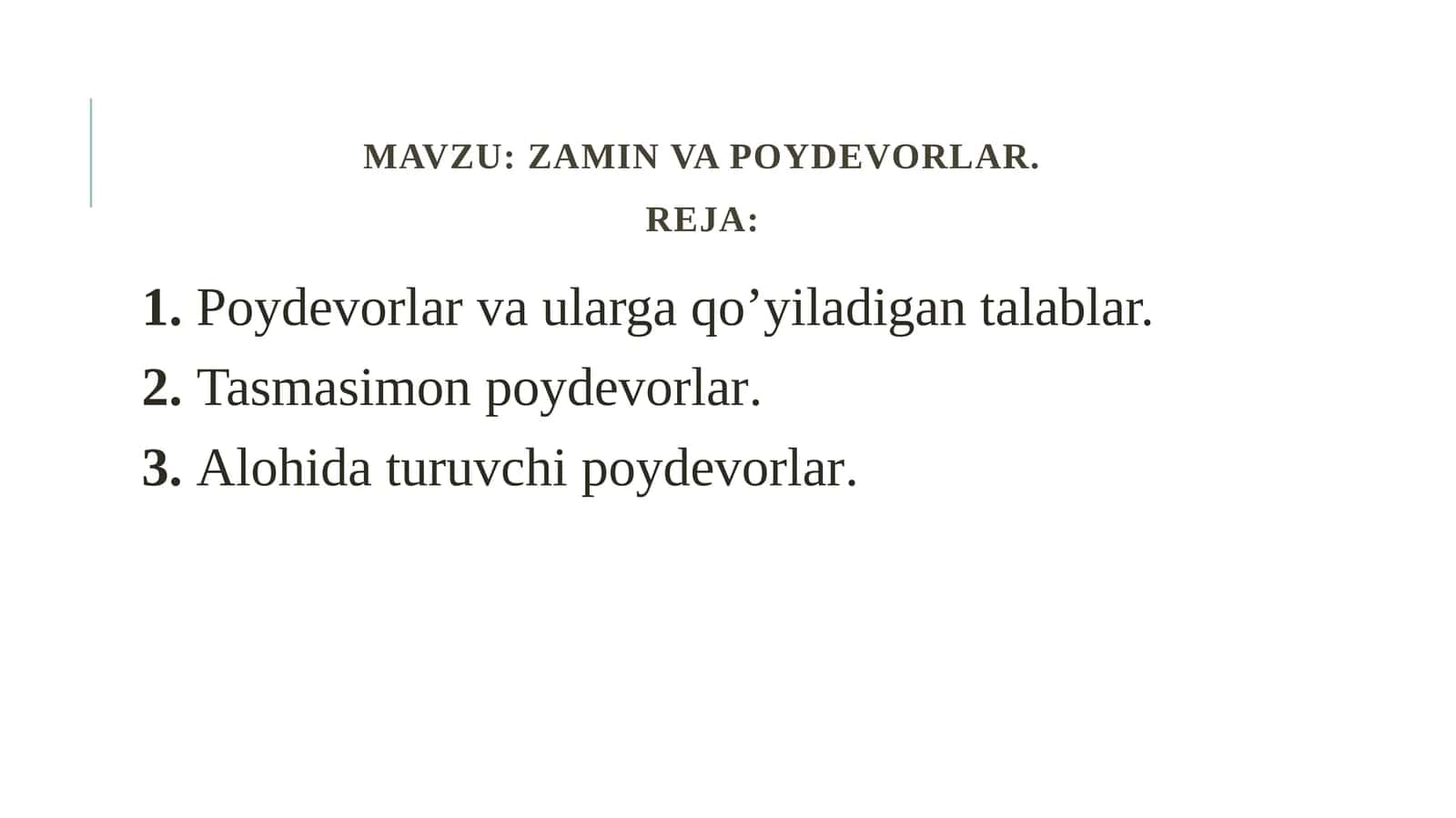 Poydevorlar va ularning konsturktiv yechimlari 1