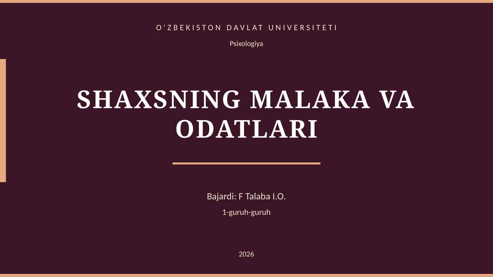 SHAXSNING MALAKA VA ODATLARI 1