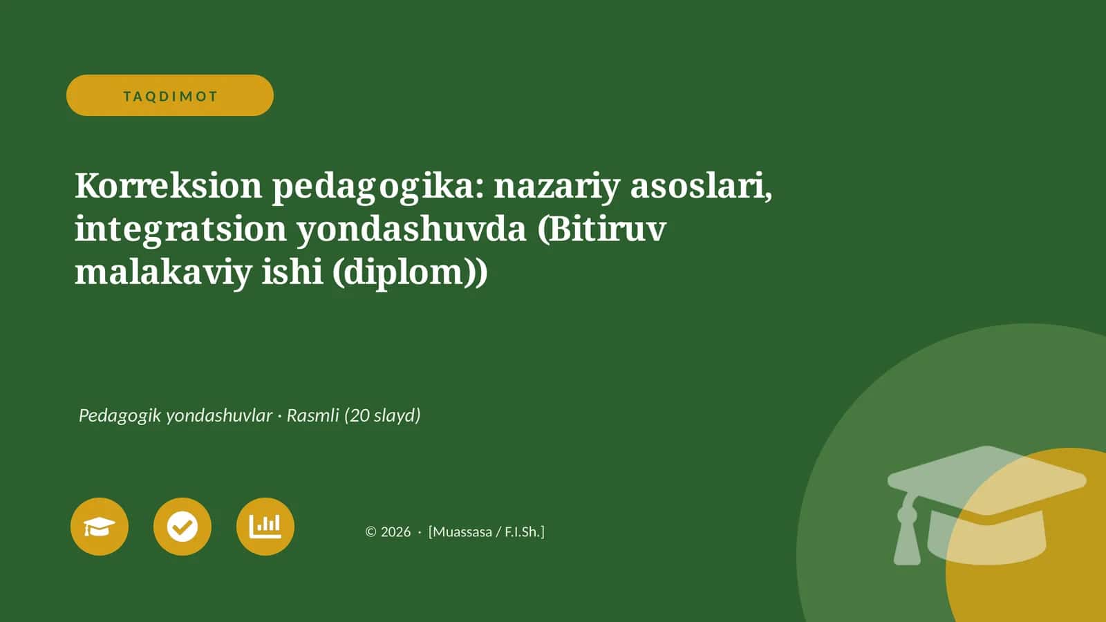 Korreksion pedagogika: nazariy asoslari, integratsion yondashuvda (Bitiruv malakaviy ishi (diplom)) 1