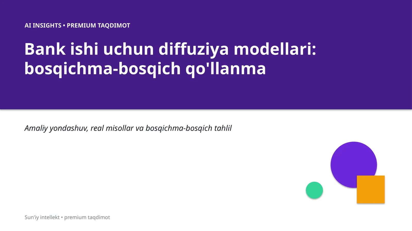 Bank ishi uchun diffuziya modellari 1