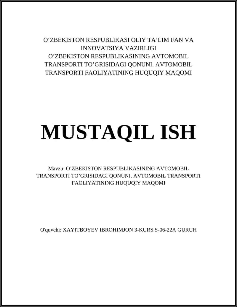 OʼZBEKISTON RESPUBLIKASI OLIY TA’LIM FAN VA INNOVATSIYA VAZIRLIGI 1