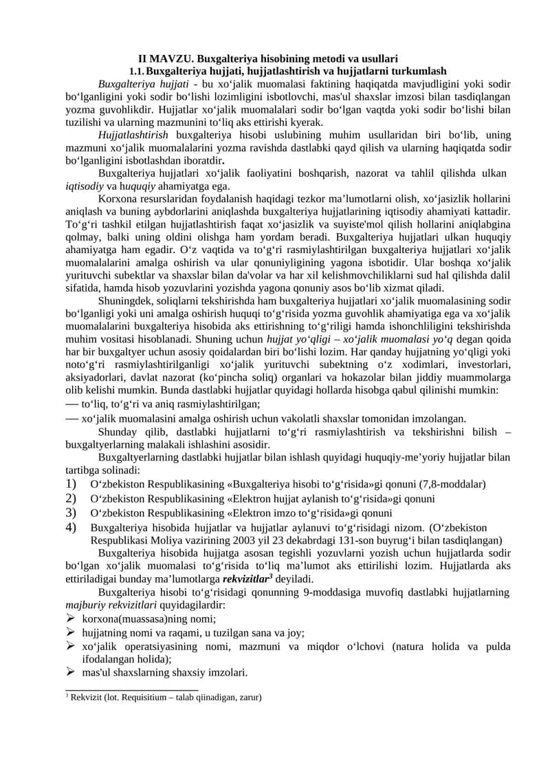 Buxgalteriya hisobining metodi va usullari 1